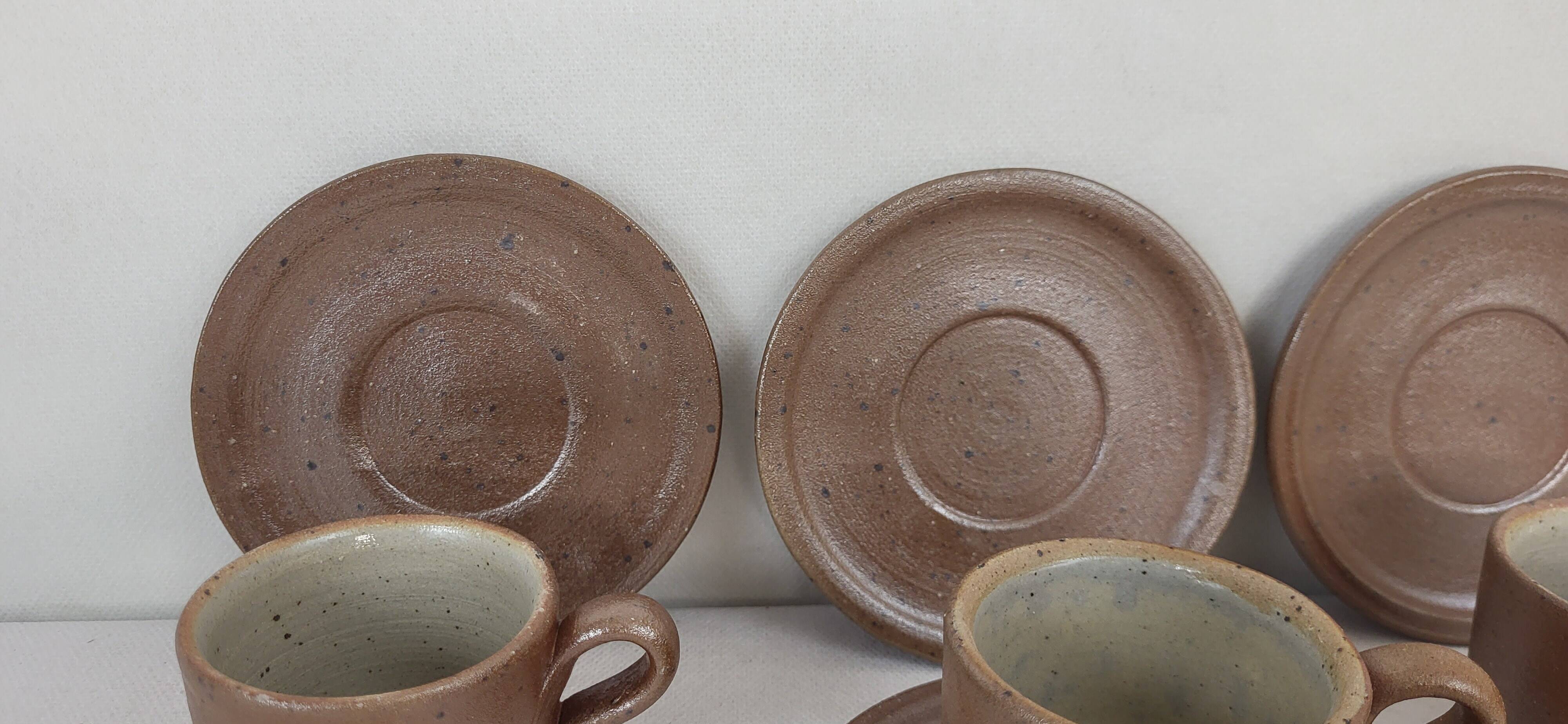 4 Norman coffee cups / Puisaye / Pyrite stoneware