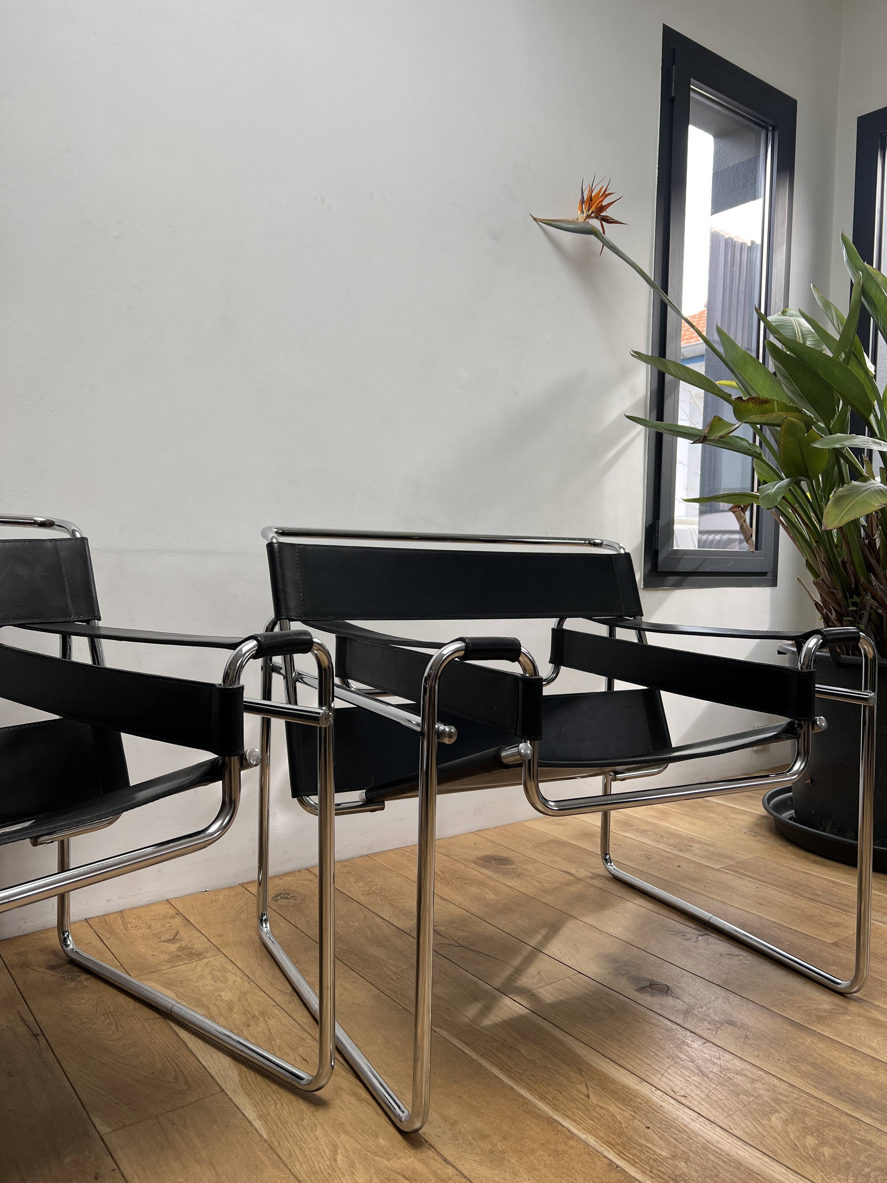 Paire de Fauteuils style Wassily MB50 Marcel Breuer