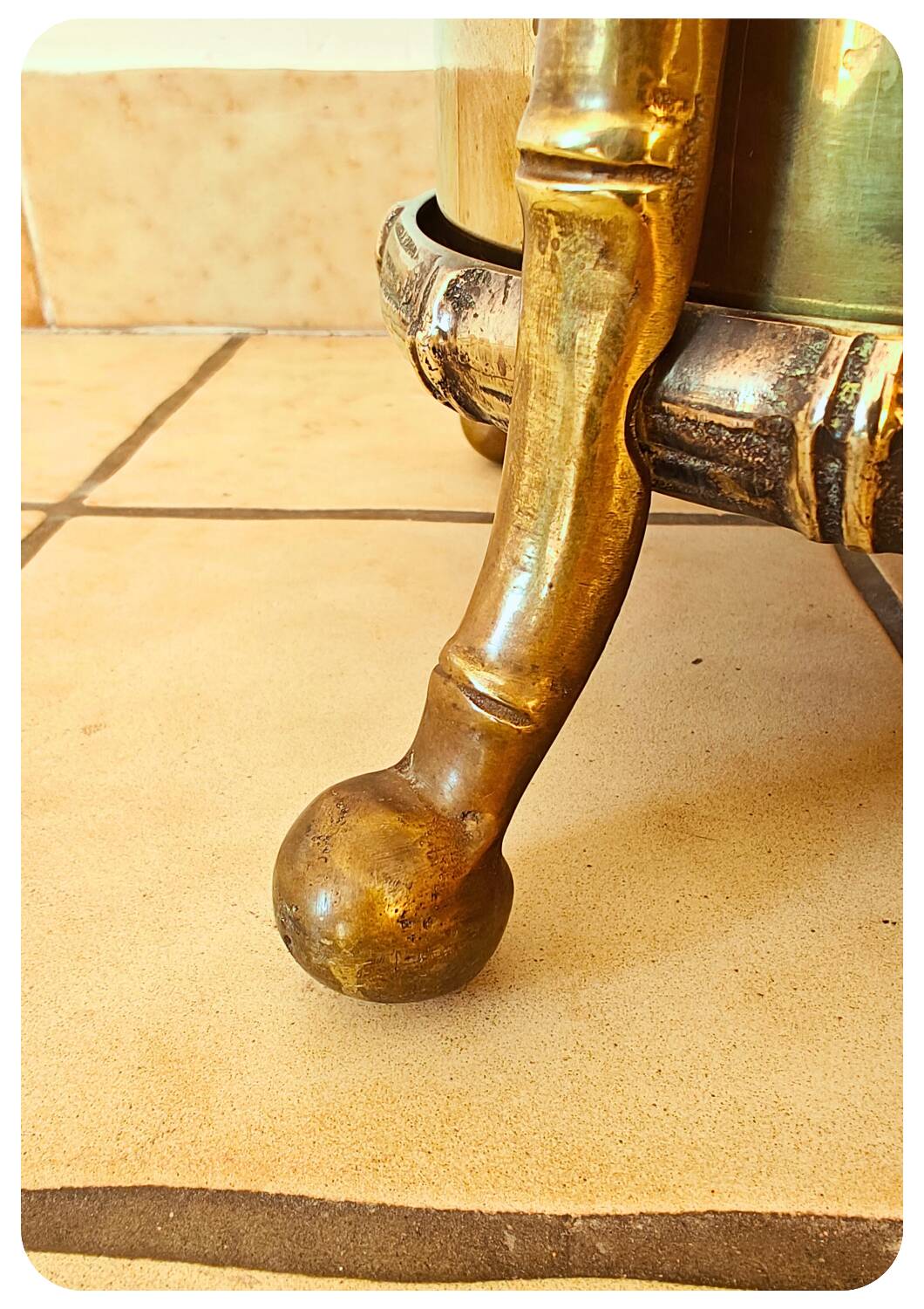 Pot de fleurs vintage en laiton faux bambou Maison Bagues