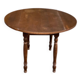 Table de cuisine ou à manger ronde à volets extensible en bois foncé