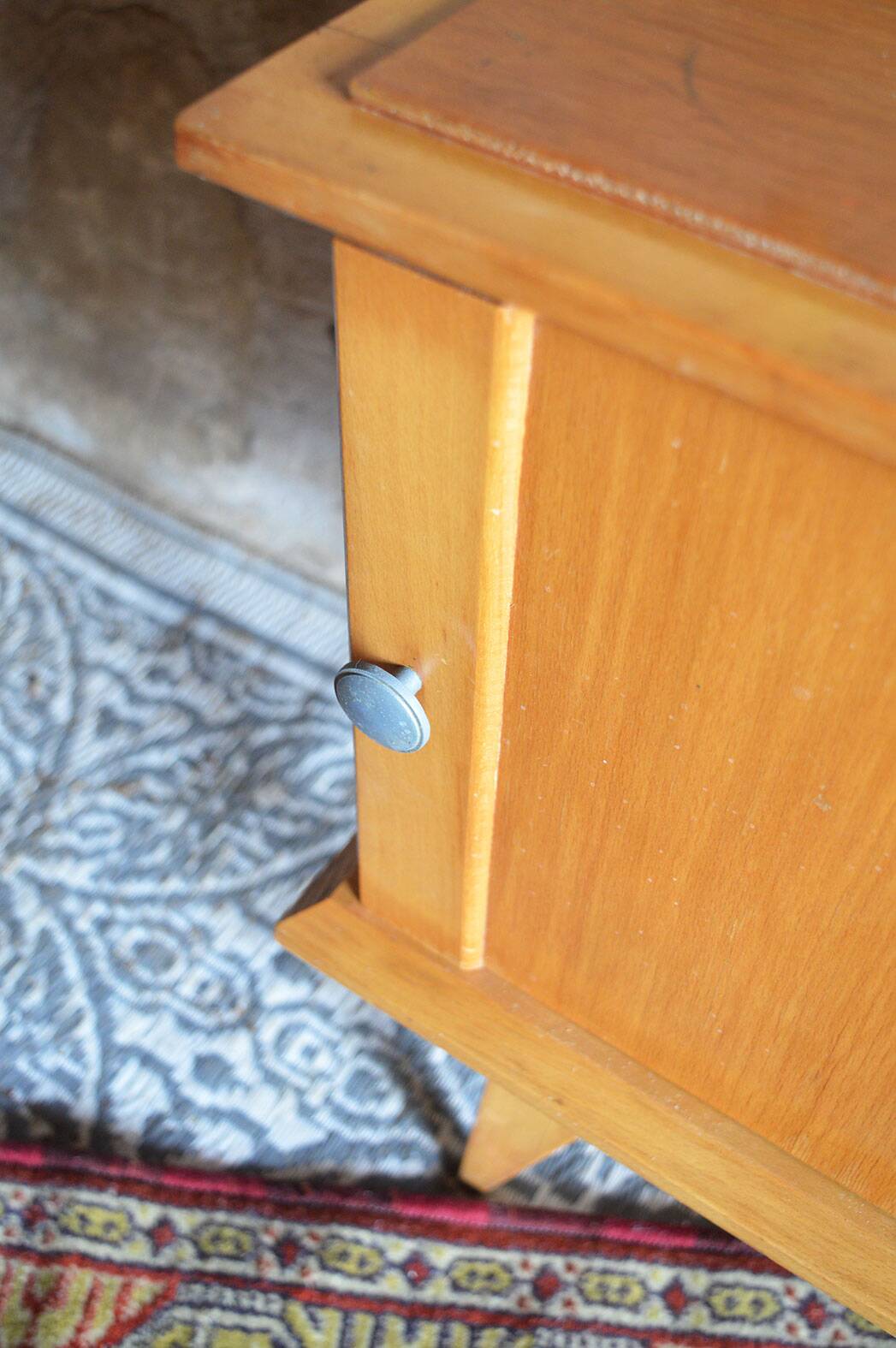 Blonde wood bedside table