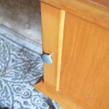 Blonde wood bedside table