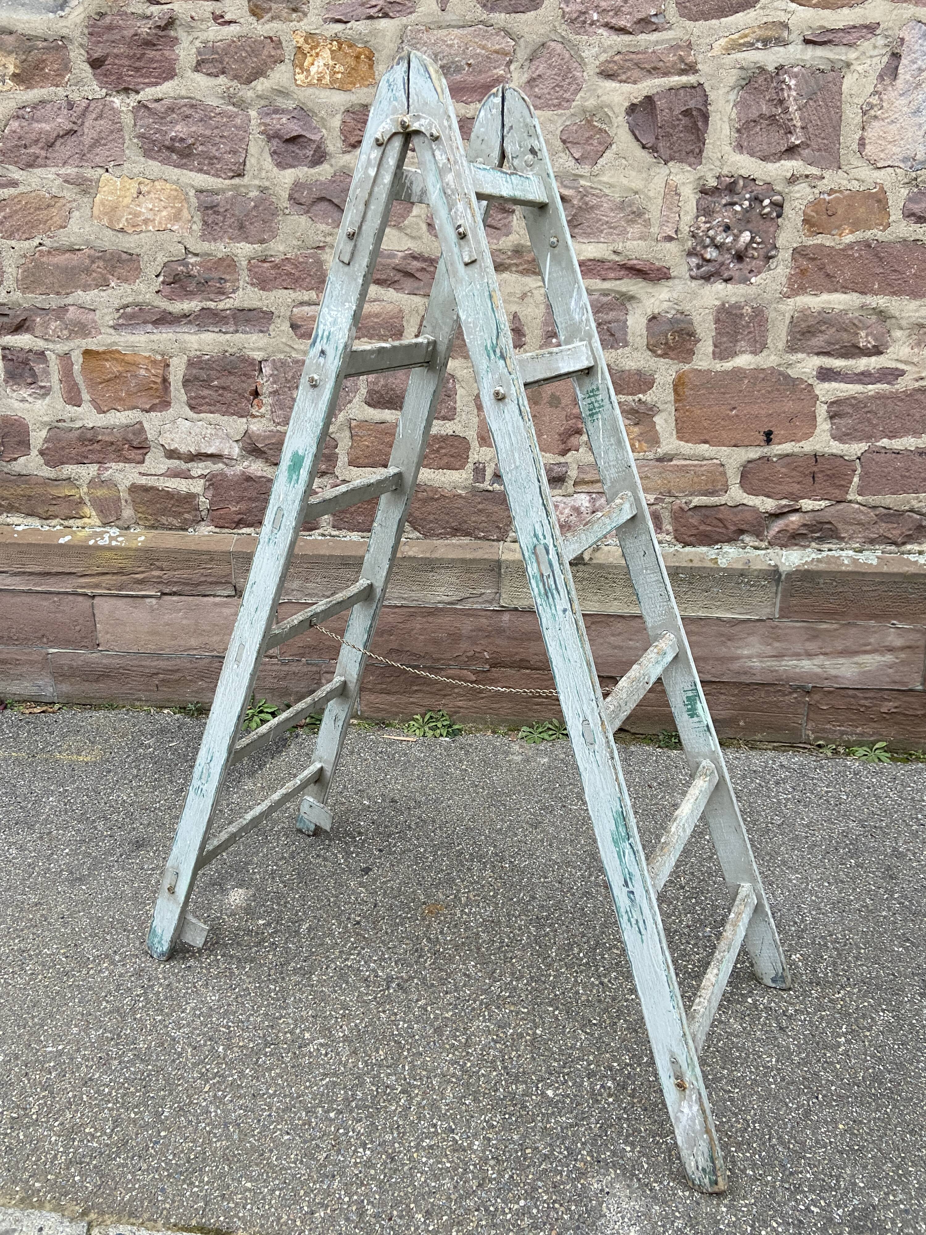 Large vintage ladder painter's stepladder 1950 vintage step ladder