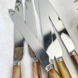 Set of 6 vintage horn table knives