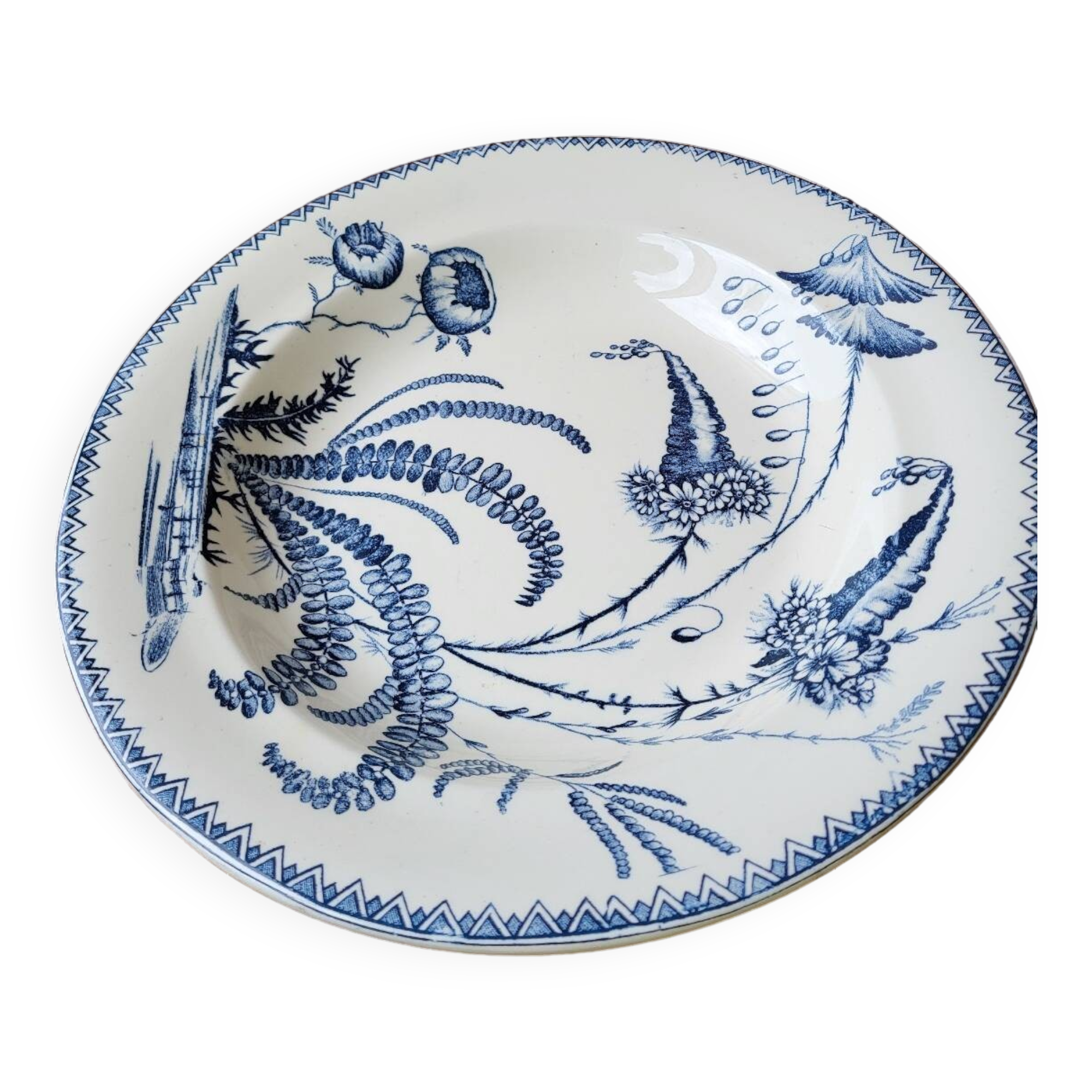Hollow dish, clairefontaine earthenware, indiana decor, 19th century