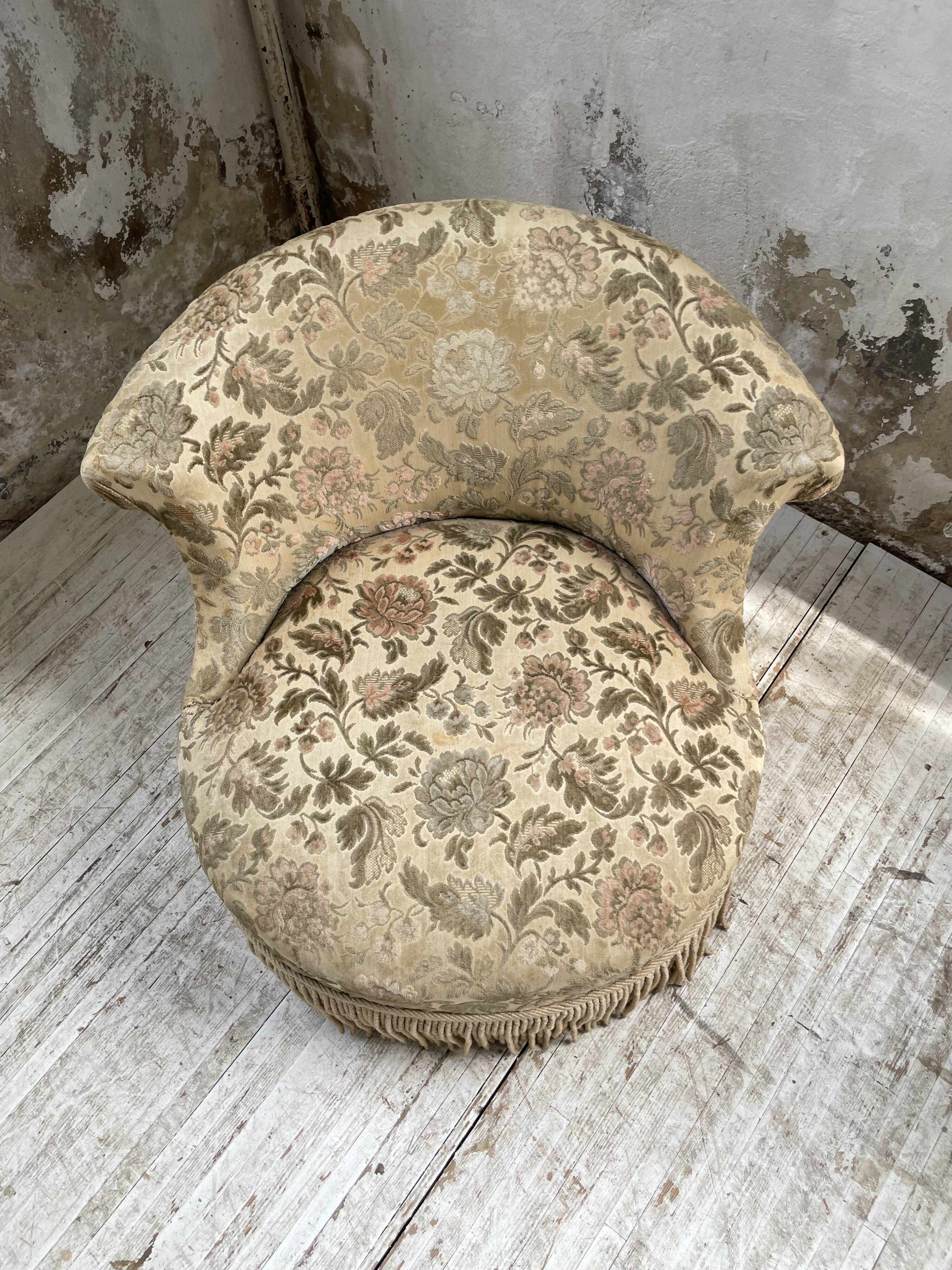 Fauteuil napoléon fleuri XIXème