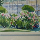 Tableau Marine Port Camargue Sud France signé M. Tardy