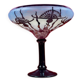 Vase, coupe Art nouveau plante de chardons signé le verre français, 1920