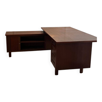 Vintage mahogany executive desk with bar.