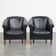 Lot de 2 fauteuils club en cuir de vachette noir de style anglais
