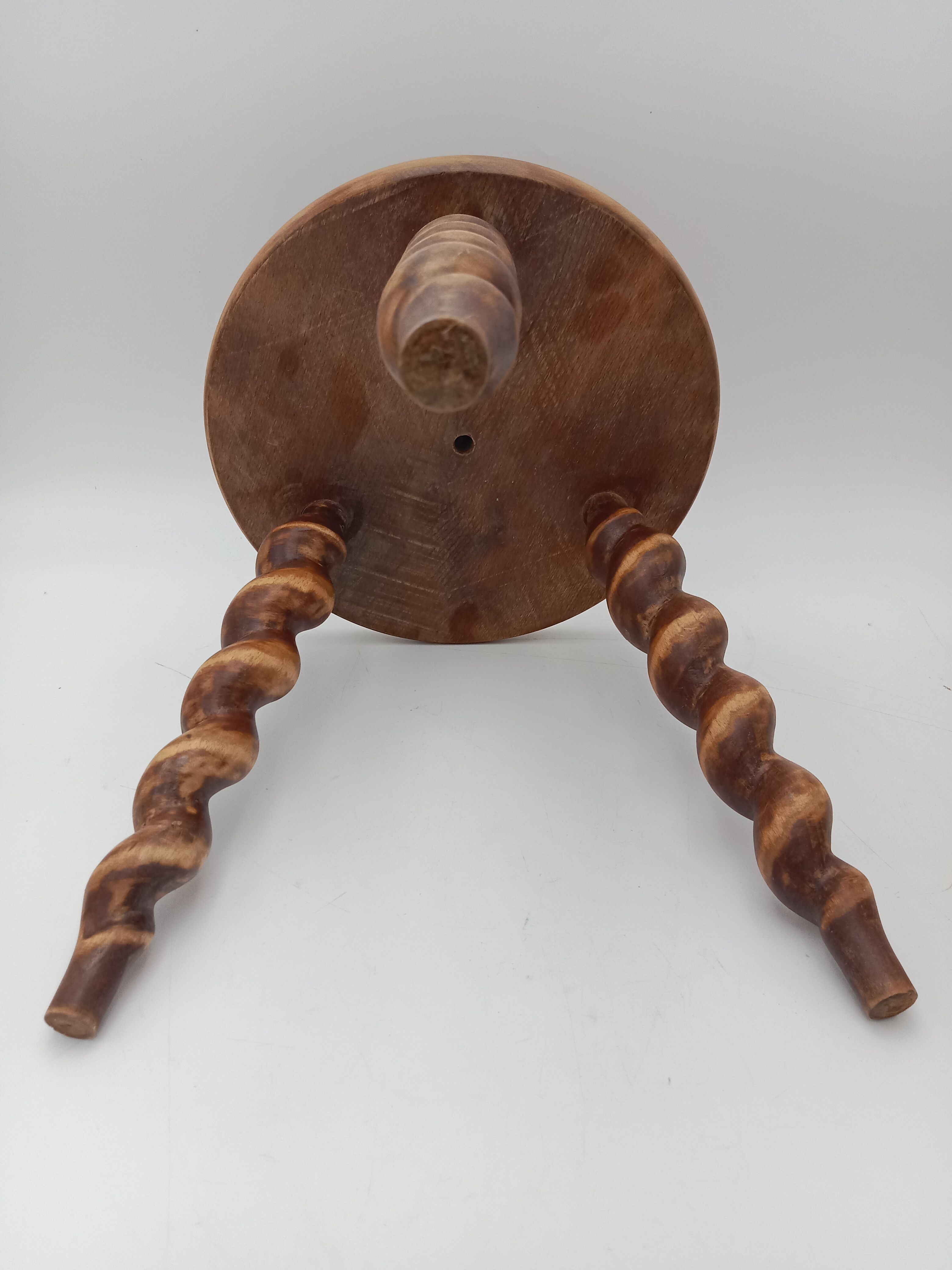 Turned wooden stool