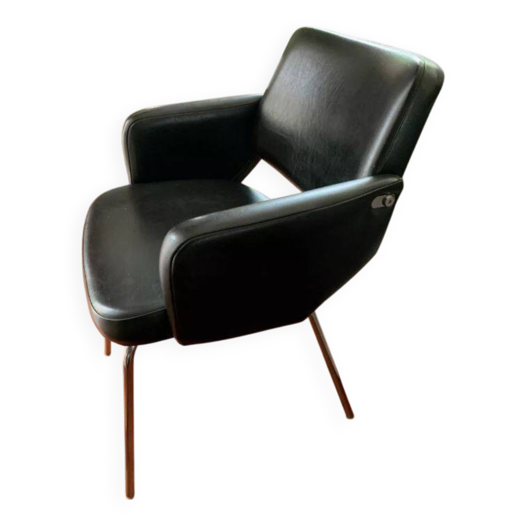 Black leatherette conference armchair