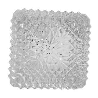 Square vintage ceiling lamp in molded glass
