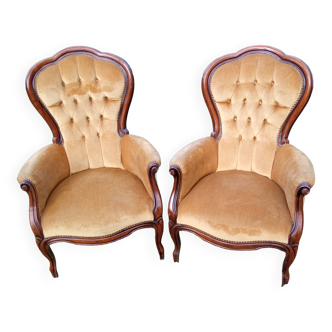 Golden velvet wing chairs