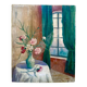 Vintage Signed Pink Floral Still Life Oil Painting