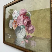 Still life with roses, old watercolour.