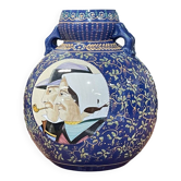 Large round vase in Quimper earthenware from the 1930s.