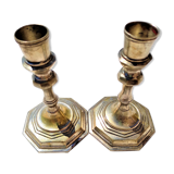 Candle holder of the brand E.P.N.S. hexagonal base 1 pair in silver metal