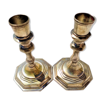 Candle holder of the brand E.P.N.S. hexagonal base 1 pair in silver metal
