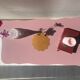 Table basse vintage rustique rose et doré