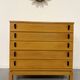 Vintage chest of drawers with 5 drawers in light wood, French design from the 60s/70s.