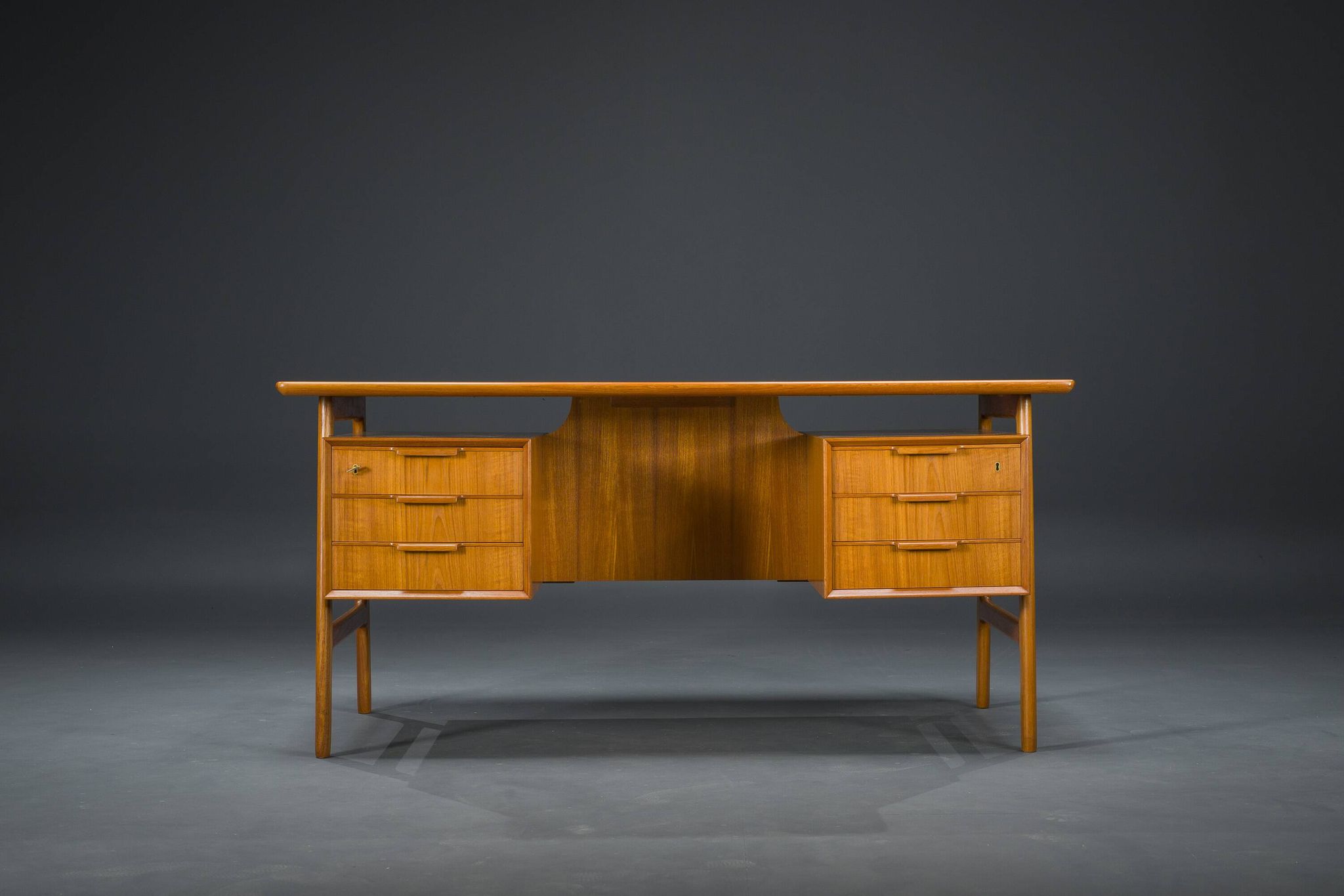 Model 75 Teak Desk by Gunni Omann for Omann Jun Furniture Factory, 1960s