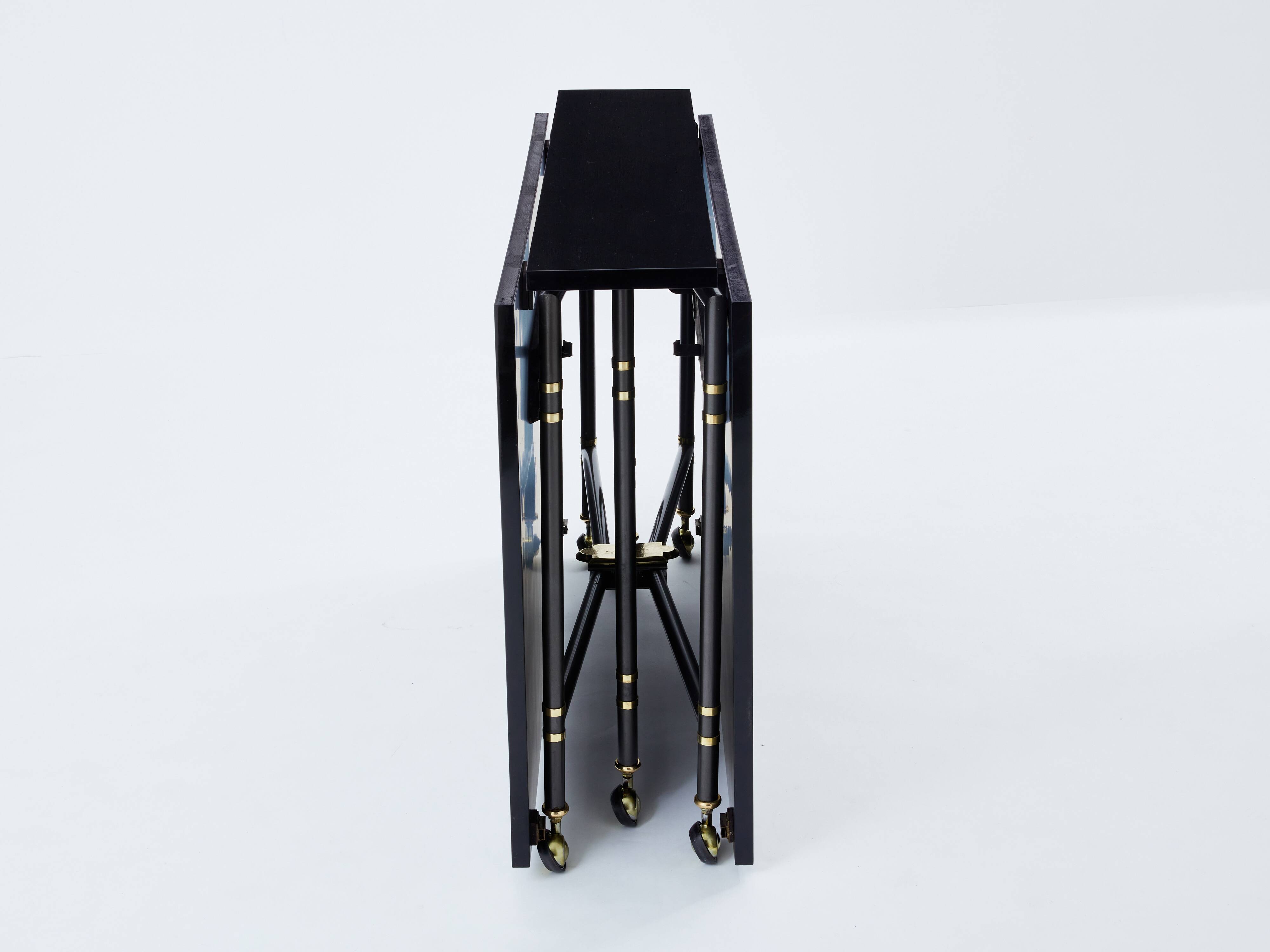 Maison Jansen Royal extendable black lacquer dining table 1960