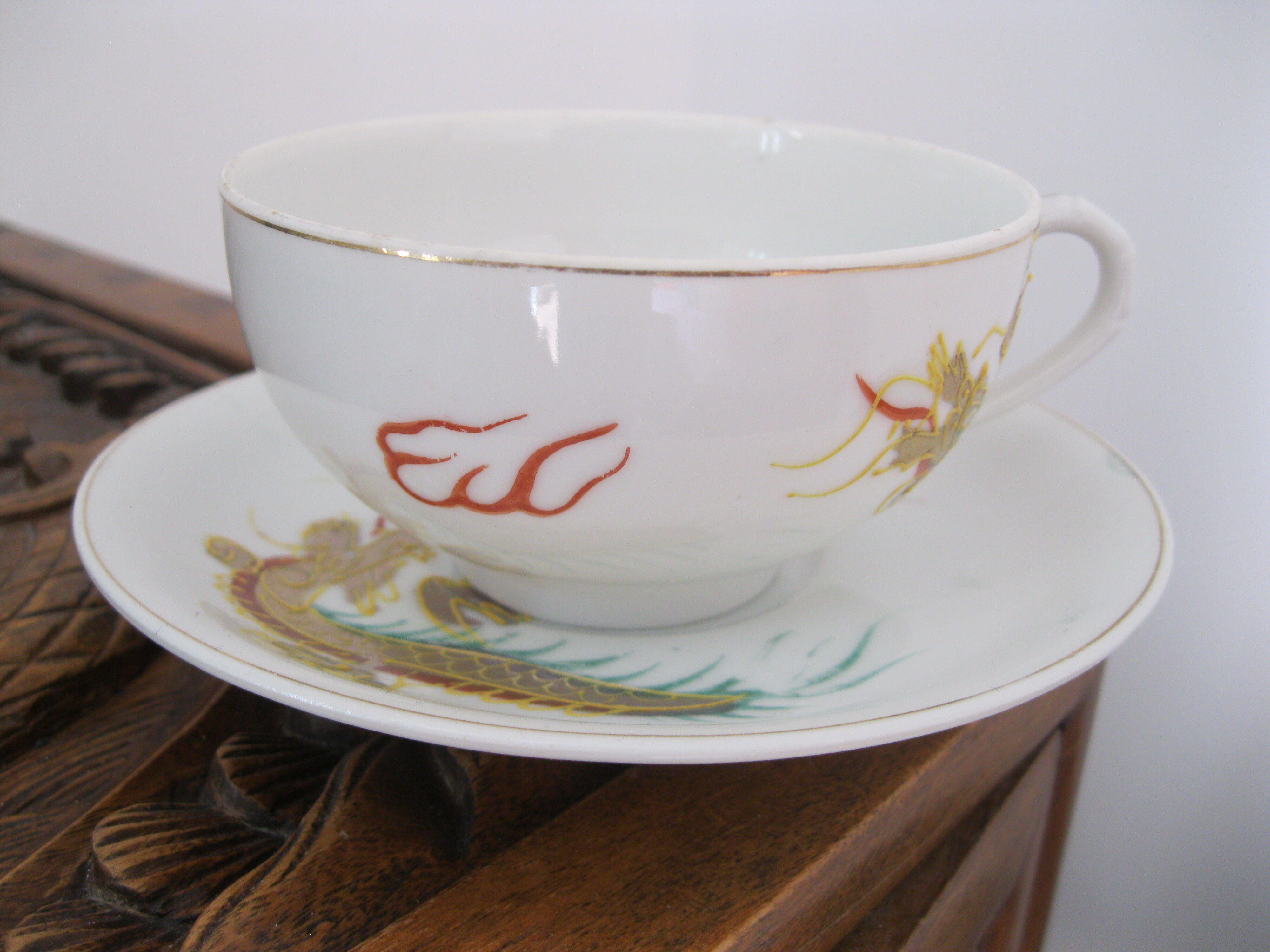 Asia geisha dragon porcelain tea set