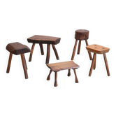 Tabourets en tronc d'arbre brutalistes français