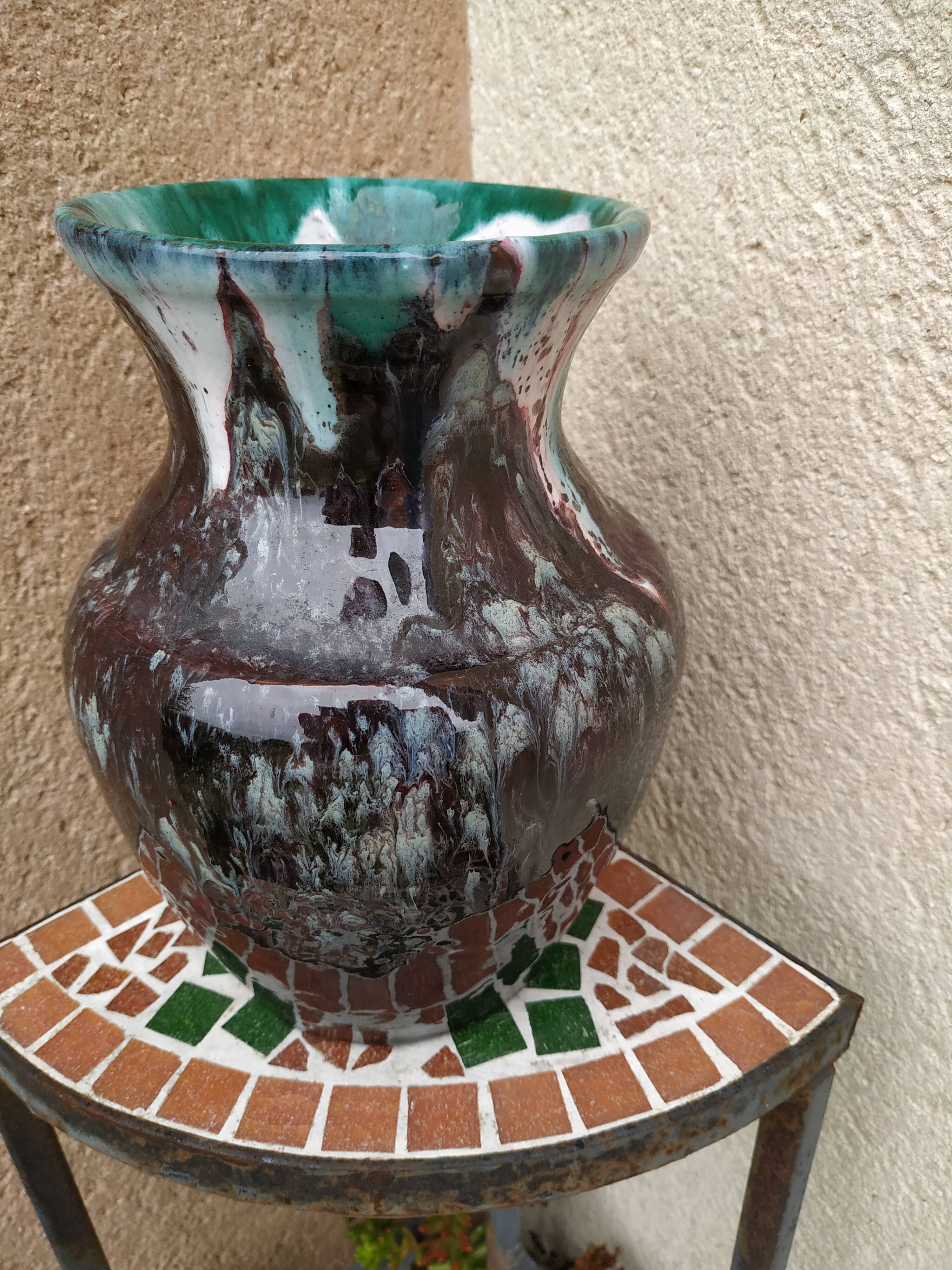Vase in sandstone enamelled with the puisaye