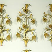 Set of 10 Wall Lights from colored hand crafted iron and Murano glass