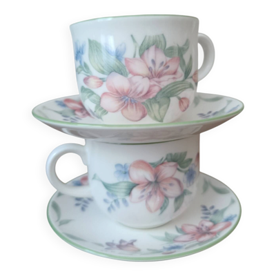 Royal Doulton ''Carmel'' 1991   2 tasses & sous-tasses décor floral
