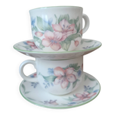 Royal Doulton "Carmel" 1991 | 2 tasses & sous-tasses décor floral