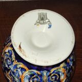 Vase with 2 polychrome handles in Gien earthenware France with Renaissance decoration 1938