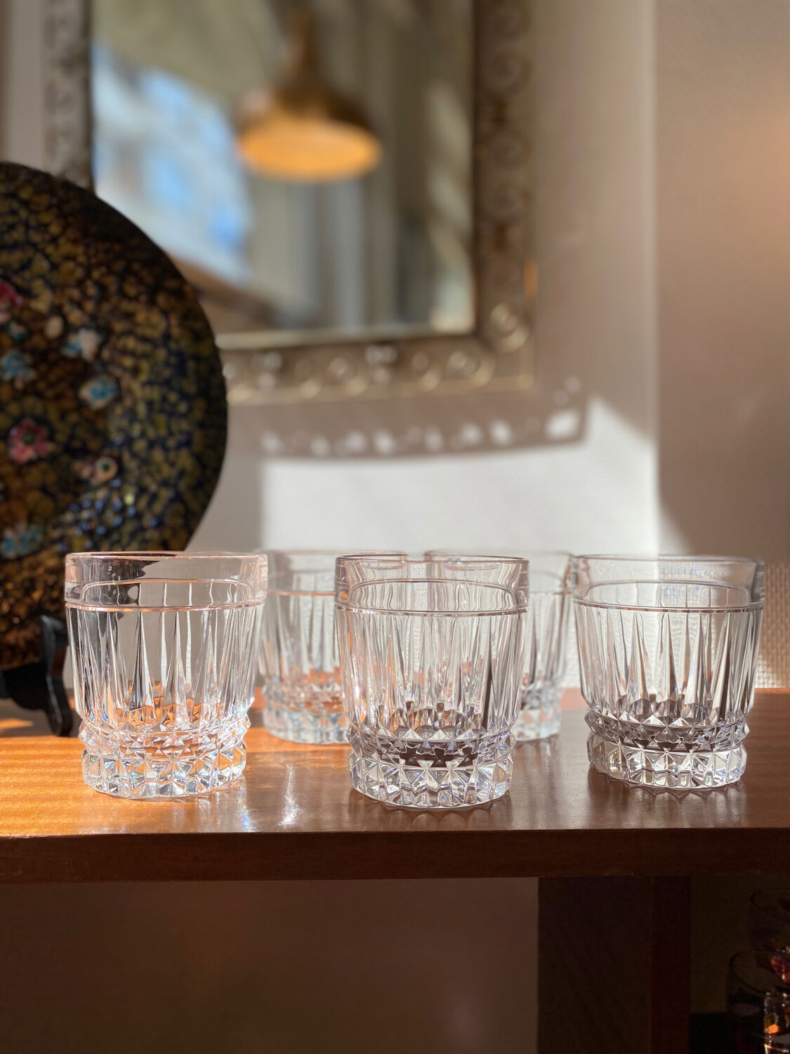 Set of 5 Val Saint Lambert whiskey glasses