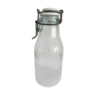 Bottle jar ideal with bluish green glass