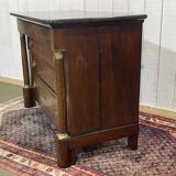19th century Empire chest of drawers in cherry wood and black marble