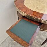 Louis XVI style mahogany bouillotte table in marquetry and bronze