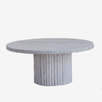 Table basse circulaire oméga 70 cm travertin naturel