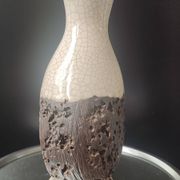 Vase Pichet "Forme Libre" Raku et Bois vermoulu (1960/70)
