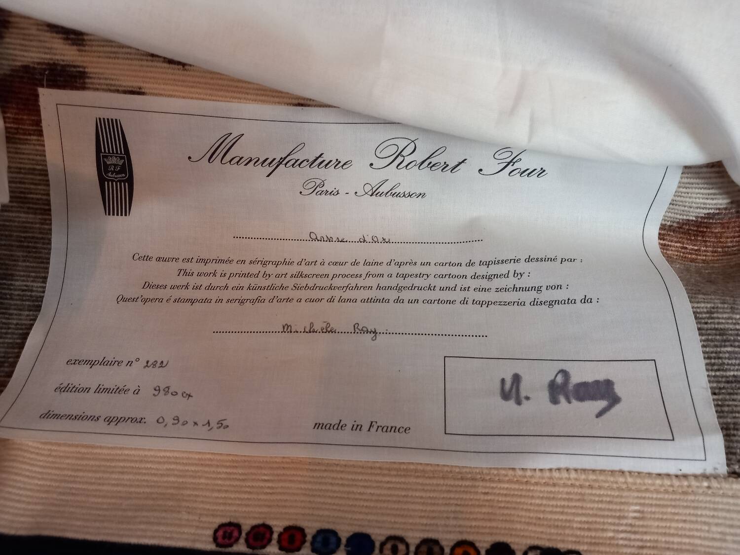 Tapestry. Manufacture Robert Four.Paris/Aubusson