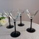 6 verres à pied noir brillant collection domino de Luminarc, vintage 1980
