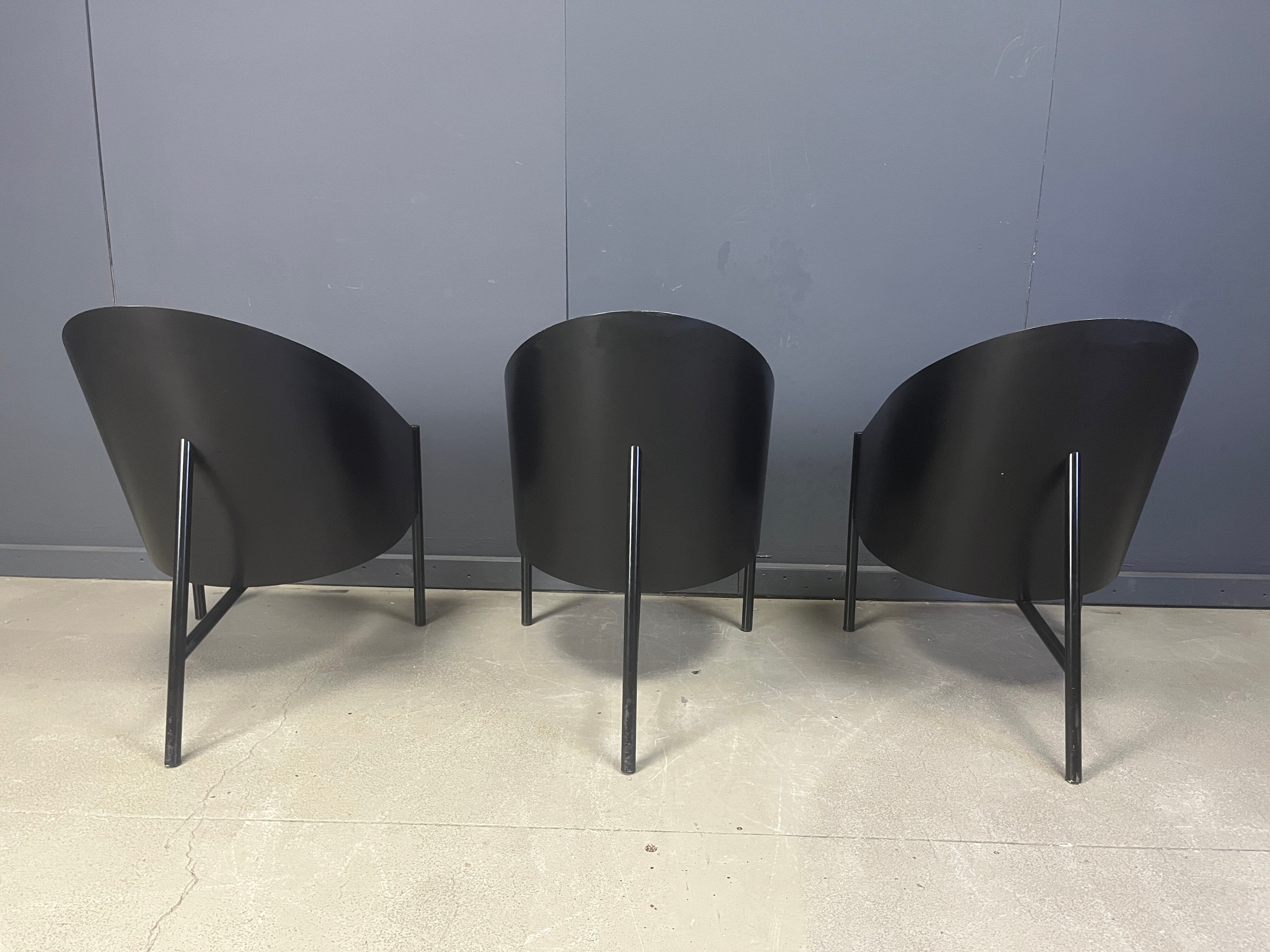 Ensemble de 3 chaises vintage Pratfall par Philippe Starck pour Driade, 1982