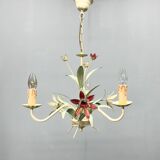 Vintage Metal Floral Chandelier, France, 1970's