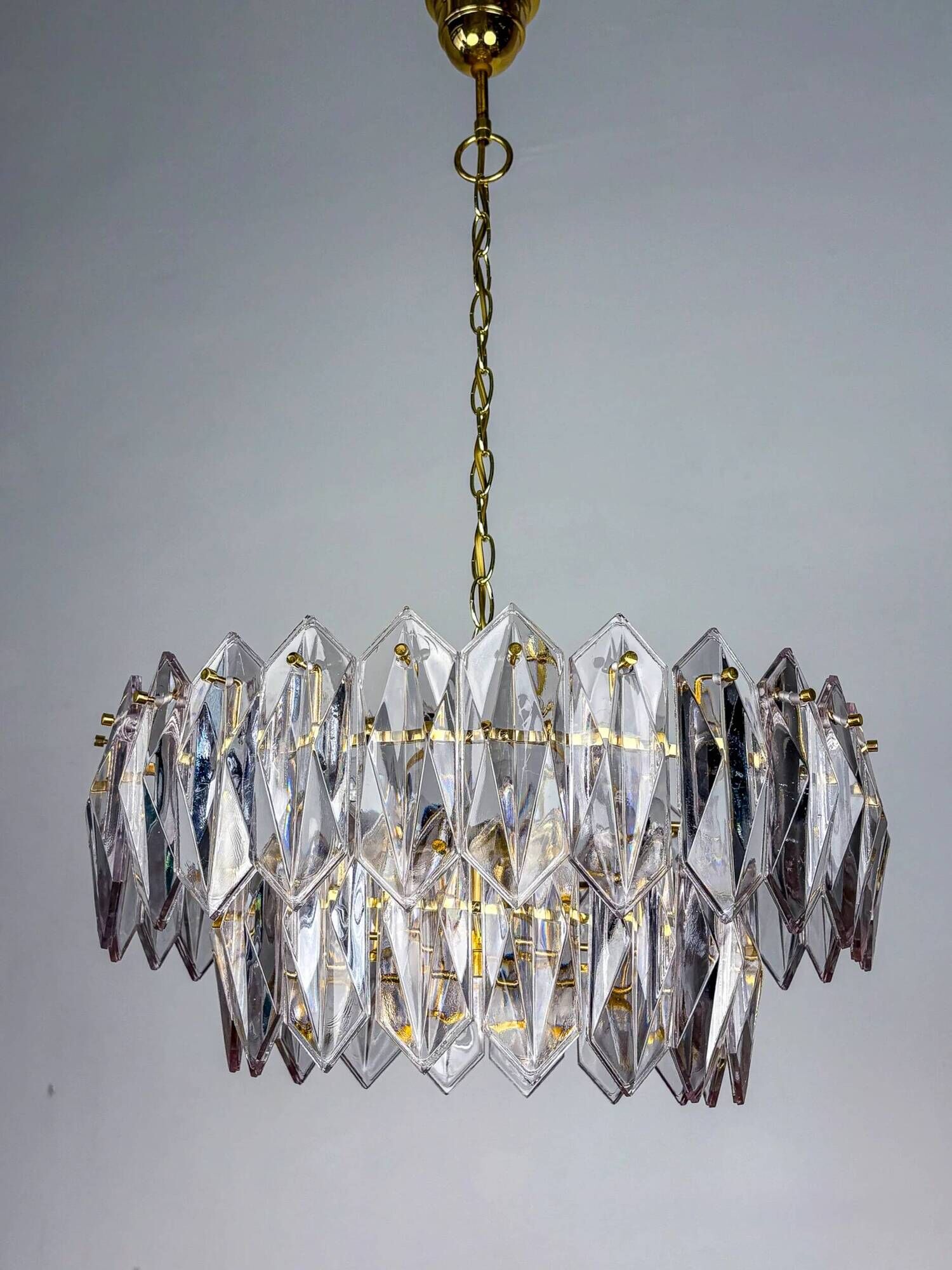 JT Kalmar chandelier, cut glass, 2 levels, Austria, 1970s