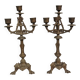 Pair of antique candelabra in patinated bronze spelter
