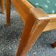 Set of 6 vintage solid wood chairs — Green fabric seats