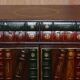 Vintage Victorian style library buffet with double drawers.