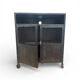 Industrial Vintage Metal Bar Cabinet in Iron and Steel with Mesh Doors