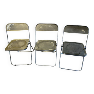 Set of 3 folding chairs Plia by Giancarlo Piretti for Castelli